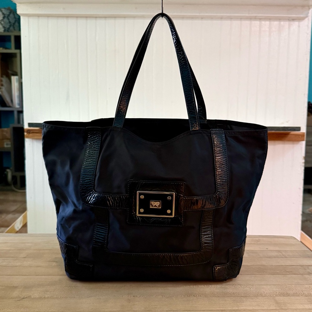 Anya Hindmarch Black Nylon & Leather Tote Bag